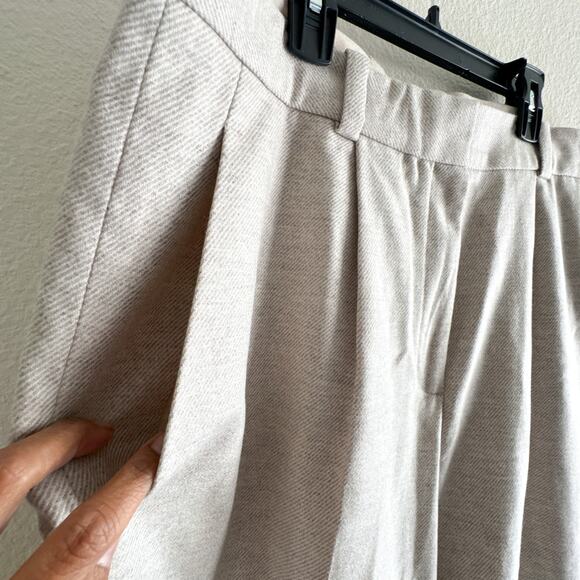 COS Wool Cashmere Wide Leg Cropped Pleated Pants Beige Trousers - Picture 5 of 16